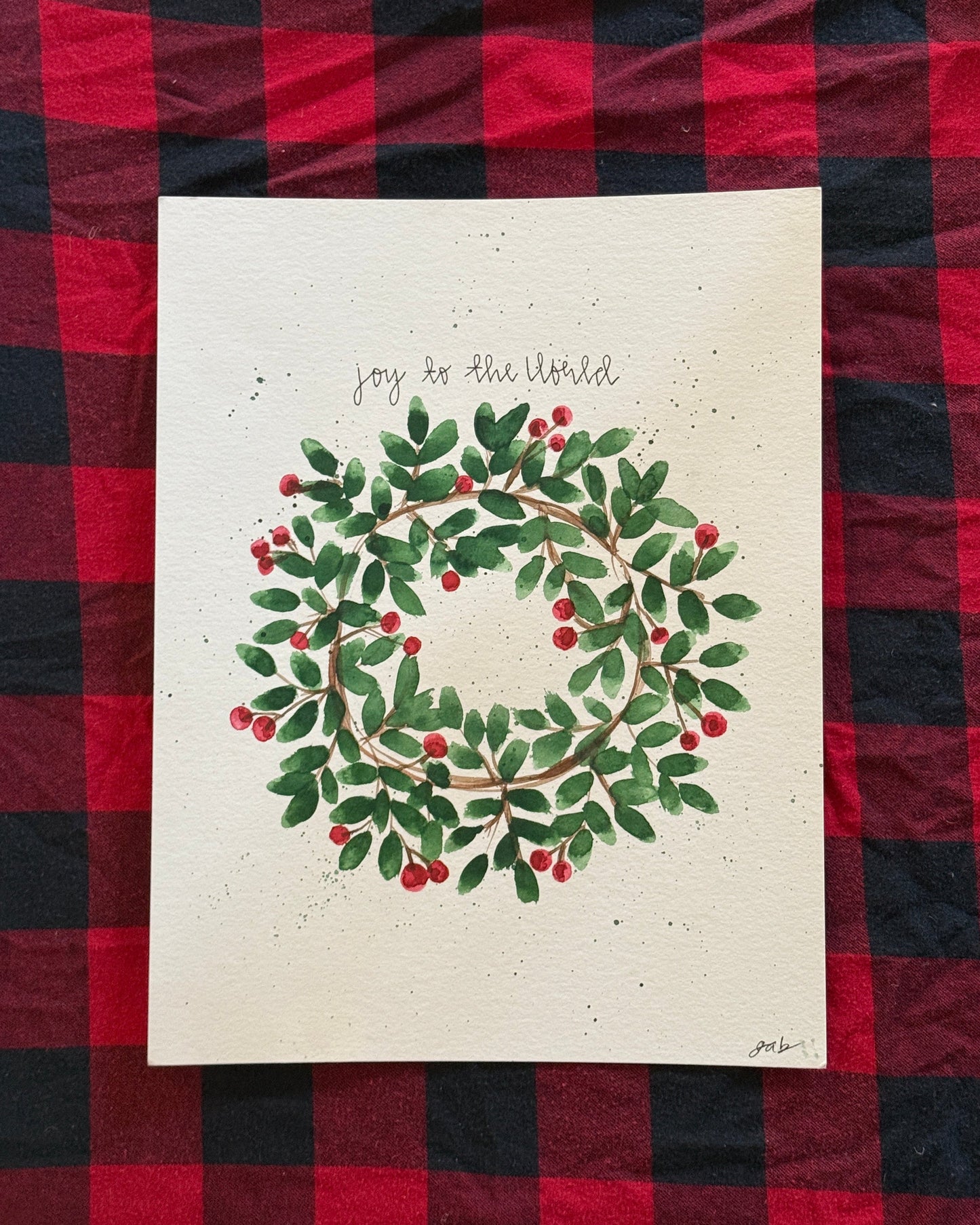 "Joy to the World" Christmas Wreath Painting
