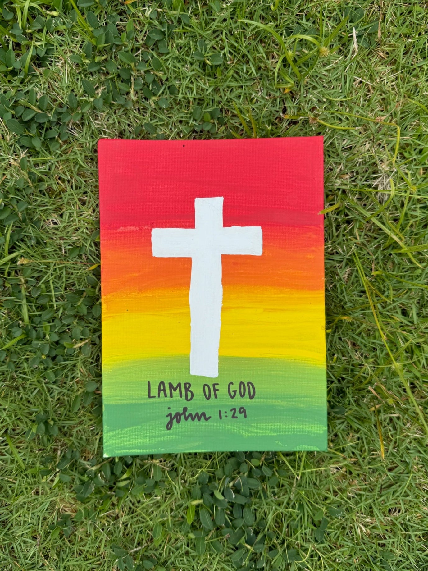 Lamb of God Cross Painting