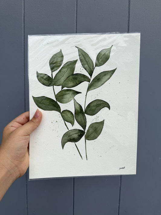 Deep Green Leaf Painting