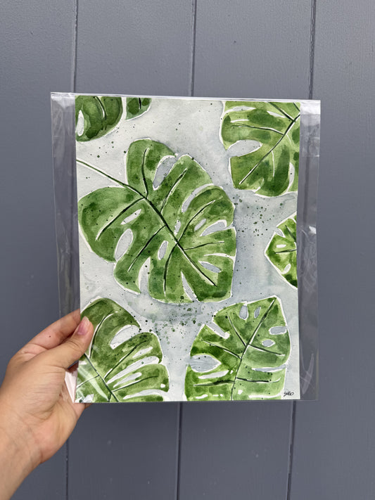 Big Monstera Leaves Painting