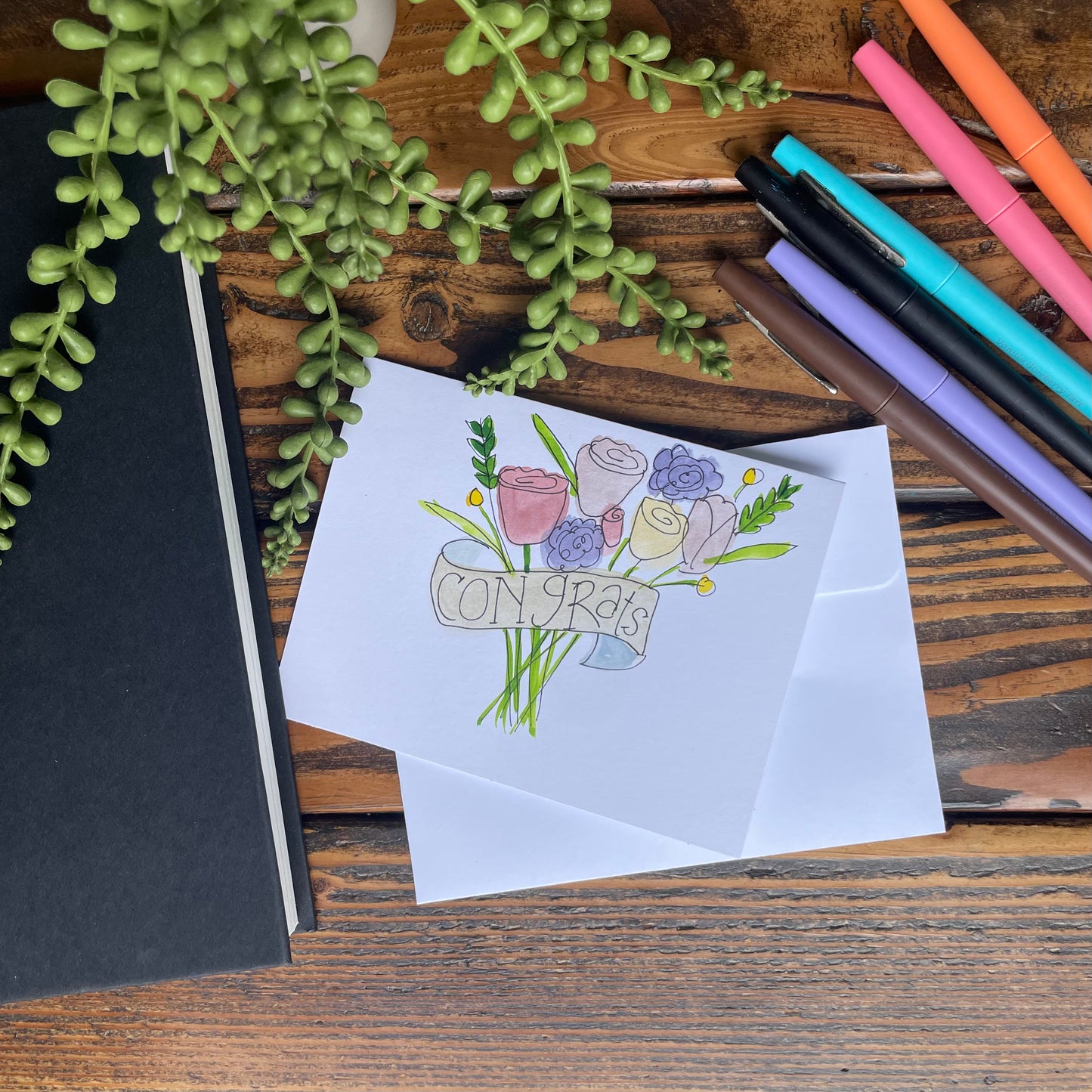 CONGRATS Floral greeting card