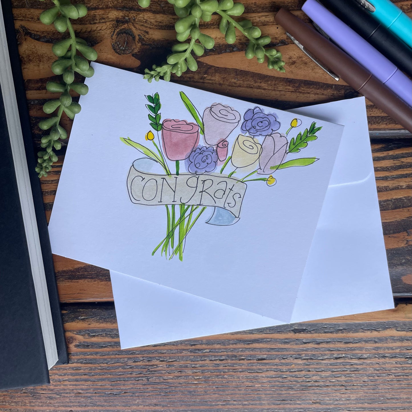 CONGRATS Floral greeting card