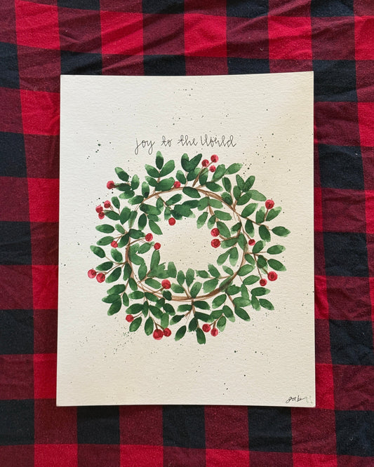 "Joy to the World" Christmas Wreath Painting