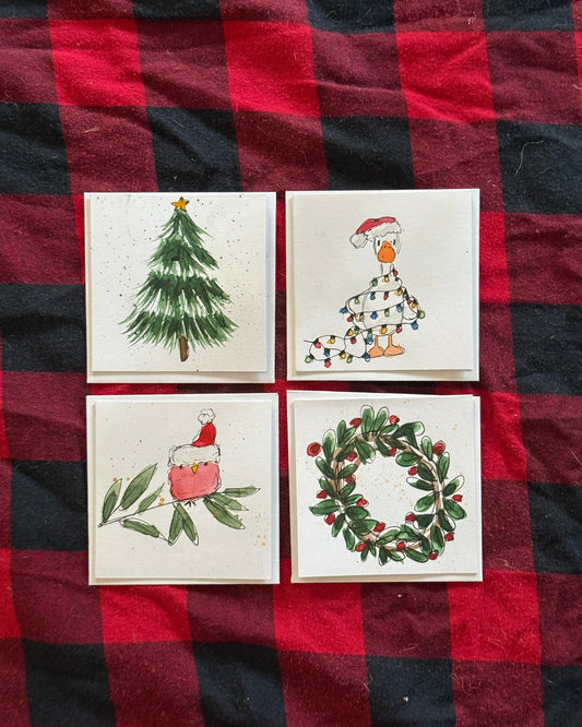 Mini Square Holiday Cards 4 pack
