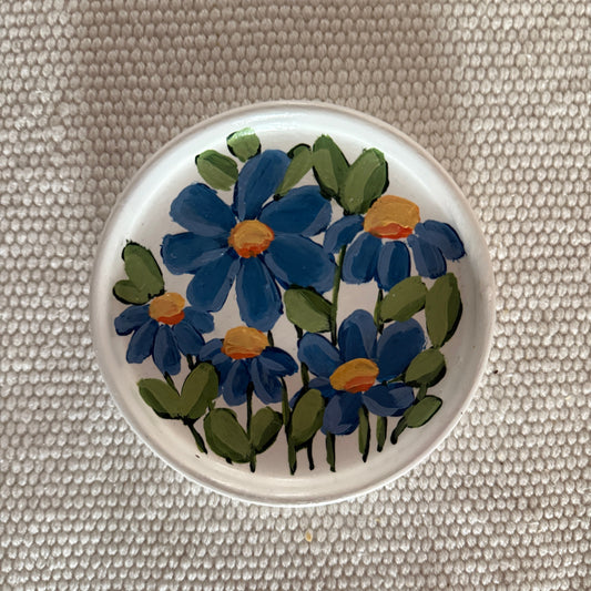 Blue Floral Jewelry Dish