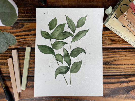 Deep Green Leaf Painting