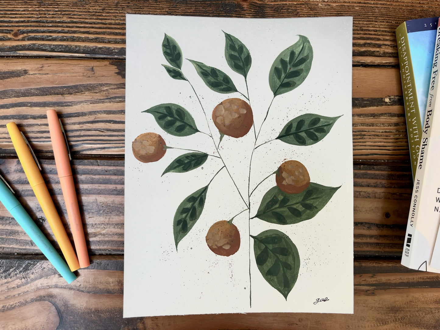 Orange branch painting