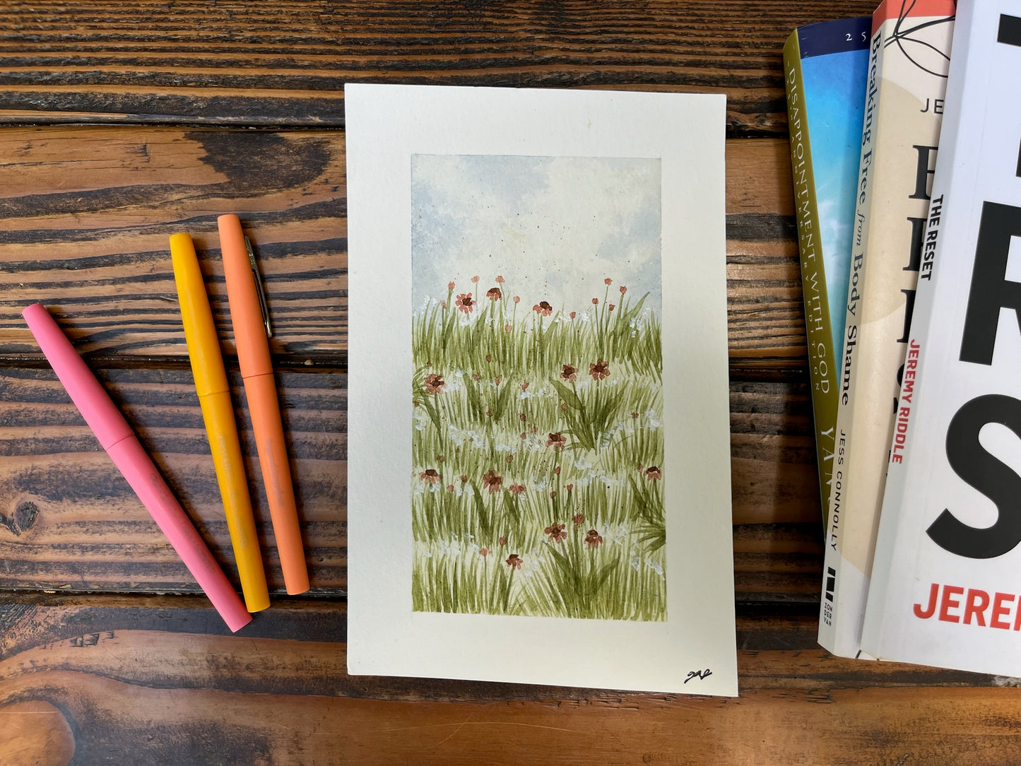 Mini Pink Flower field painting