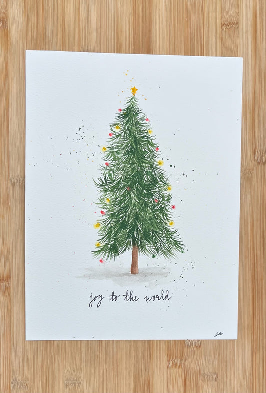 Joy to the World Christmas Tree Painting