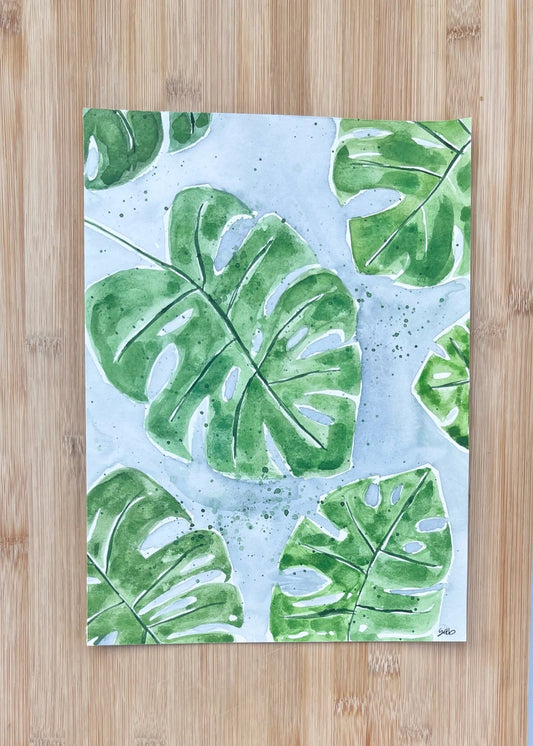 Big Monstera Leaves Painting