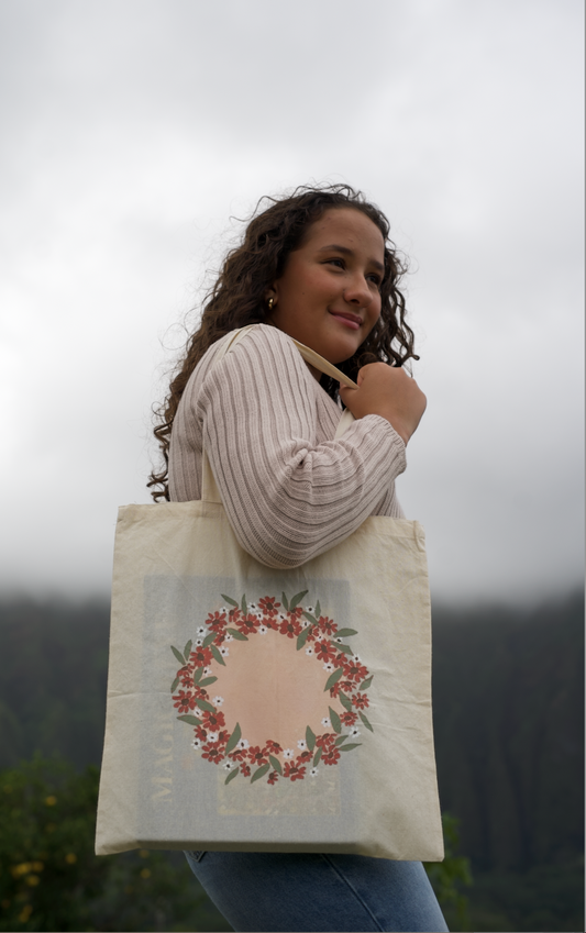 Burnt Red Floral tote bag